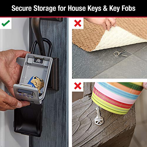 Master Lock Black Portable Key Lock Box with Light Up Dials, Set/Reset Combination for Tenants, Guests, Clients, Ideal for Realtors, Landlords or Property Managers, Holds 6 Keys, 5424EC