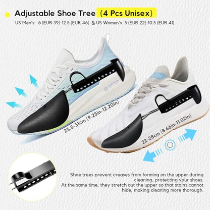 Shoe Washing Machine Bag, 4 Pcs Shoe Laundry Bag for Sneacker | With 4 Boot Stretcher (L 6-12.5 & S 5-10.5), Reusable,Durable Zipper,360°Deep Cleaning, Fit Most Shoes Types