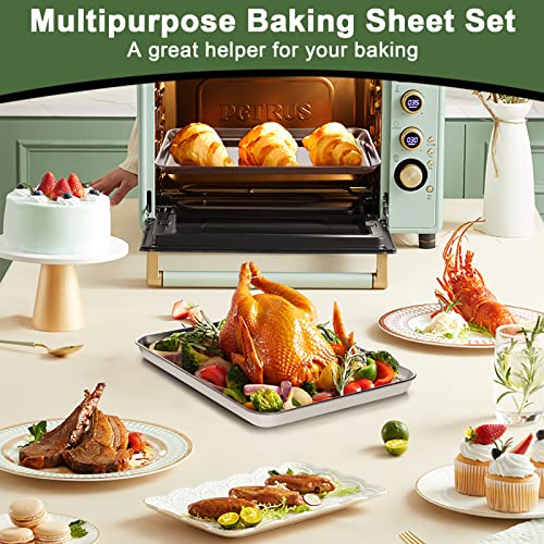 Baking Sheet Tray Cooling Rack with Silicone Bakin... (Red | Stainless Steel)
