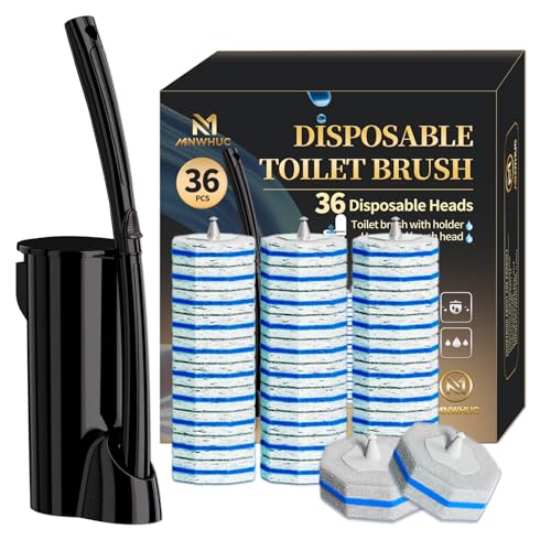 Disposable Toilet Bowl Brush with 36 Count Refills... (Black)
