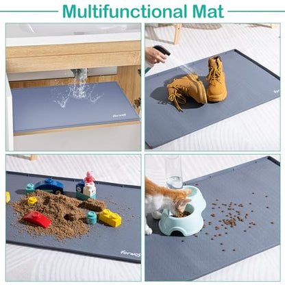 Silicone Under Sink Mat, 34"x22", Waterproof Cabinet Liner, Grey | Shelf Liner, Cabinet Protector, Home Organizer, for Kitchen, Bathroom, Multipurpose, Leak Proof, Easy Clean, Drip Tray, Clean