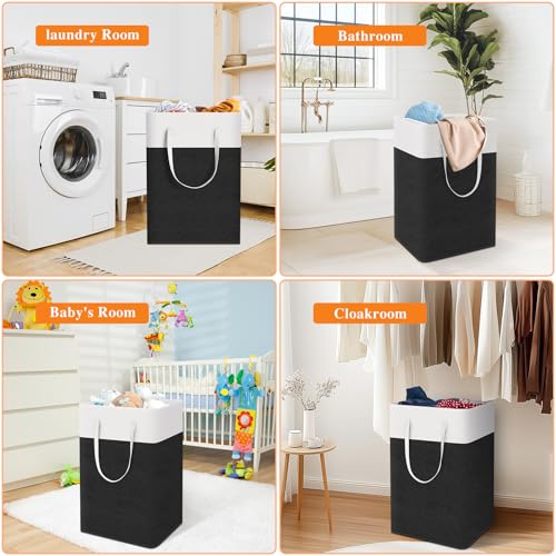 Laundry Basket 3-Pack, Laundry Hamper, 75L-Black | Clothes Laundry Hamper, Collapsible Laundry Basket, Freestanding laundry hamper with Handles, Towel Storage for Home or Dorm