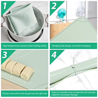 Silicone Pastry Mat 24"*16" Extra Thick Non Stick Baking Mat Food Grade Silicone Dough Rolling Bake Mat with Edge Heightening