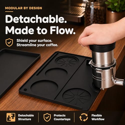 Silicone Coffee Maker Mat for Ninja Luxe ES601 & ES701: 3-in-1 Top Mat + 23.6"x15.7" Coffee Bar Mat + Espresso Tamping Mat – Food-Grade Silicone, Waterproof, Non-Slip,Heat-Resistant Coffee Accessories