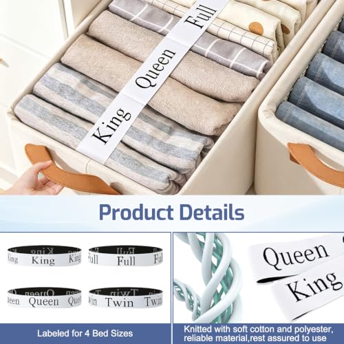 22 Pack Bed Sheet Organizer Bands, Elastic Bedding Bands Labels for Organizing Bed Sheets, Includes 6 Hook and Loop Adjustable Sheet Organizer Straps