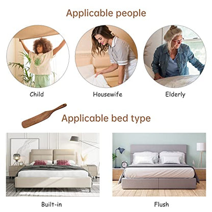 NiHome Teak Wood Mattress Lifter & Bed Sheet Tucker, Bed Making Tool, 2PCS | Durable Unbreakable Grip, Smooth Surface Protects Sheets, Relieves Bending & Back Pain, Ideal for Seniors, Women & Arthritis