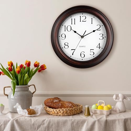 KECYET 12" Wall Clocks Battery Operated Silent for Living Room | Vintage Wall Clock; Analog Silent non Ticking; Kitchen Living Room Home Office Bathroom Bedroom