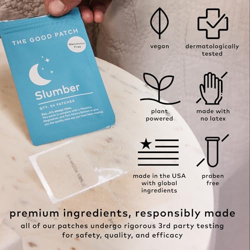 The Good Patch Slumber Sleep Patch (16 Total Patches) | Melatonin-Free Patch with L-Theanine, Magnesium and Tart Cherry for Bedtime, Relaxation, Overnight Wind Down and Rest