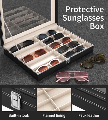 10/30 Slots Sunglass Organizer for Multiple Pairs of Eyeglass See-through Display Case Storage Box for Women Men