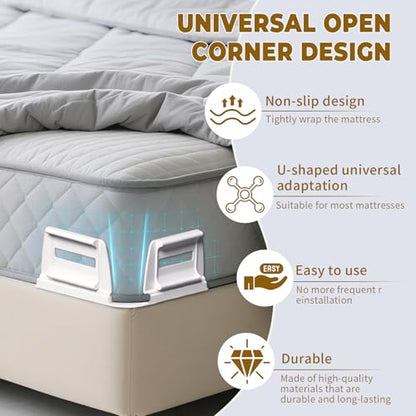 OEH Sheet Holders, Bed Sheet Holders for Corners, Fitted Sheet Holder Keep Sheets Firm & Tight, 4Pcs Heavy Duty Bed Sheet Clips, Bed Sheet Grippers, Universal Lock Sheets Holders for All Mattress
