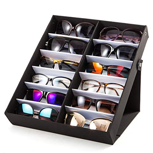 TRIUMPH VISION Sunglasses Organizer Storage Eyeglass Holder Glasses Case | Hold Multiple Eyewear Shades Organization Box Store Multi Glasses Display Stand Satin Lined Snap Closure with Lid Protection
