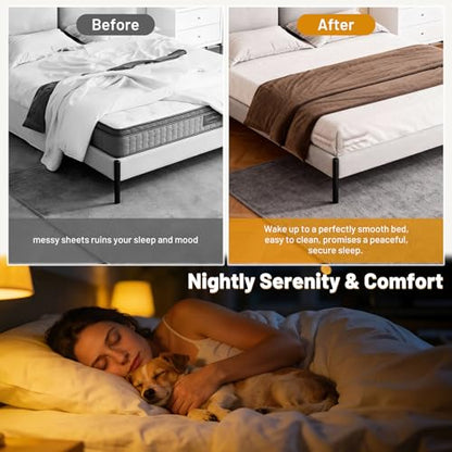 Fitted Bed Sheet Holders for Corners, Anti-Slip Lock Clips Keep Sheets Firm & Tight, Patent Design Adjustable Angle for Mattress Topper Pad of Home Hospital Hotel, Easy Installation, New Year's Gift