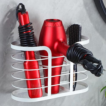 White Hair Dryer Holder - Adhesive Blow Dryer Hold... (White-l | Stainless Steel)
