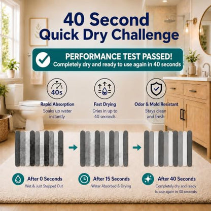 Foldable Stone Bath Mats for Bathroom, Super Absorbent Diatomaceous Earth Bath Mats, Quick Drying Non Slip Mat, 23.6 x 15.5 Inch Folding Grey Bath Stone Mat, Easy Storage and Compact.