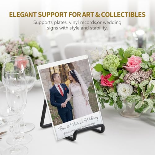 Plate Holder Easel Display Stand - 4.5 inch Metal Plate Stands for Display - Tabletop Picture Stand - Black Iron Easels for Display Pictures | Photo Frames | Book | Decorative Plates | Plaque - 4 Pack