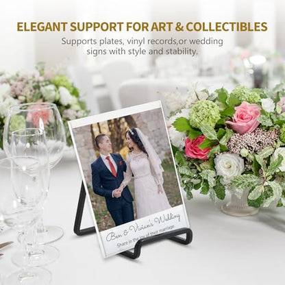 Plate Holder Easel Display Stand - 4.5 inch Metal Plate Stands for Display - Tabletop Picture Stand - Black Iron Easels for Display Pictures | Photo Frames | Book | Decorative Plates | Plaque - 4 Pack