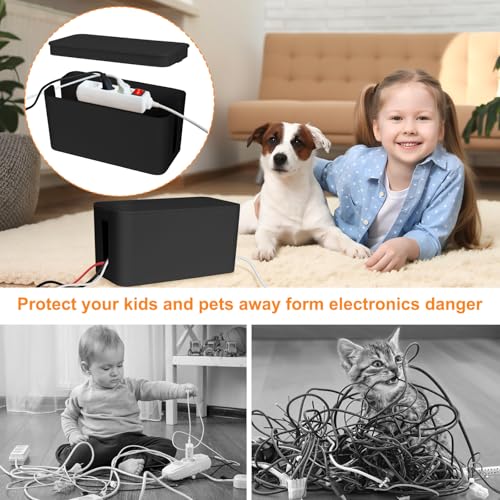 Mini Cable Management Cord Cover Wire Hider Box Concealer Organizer Protector System for Home Theater Entertainment Center Office School (Mini, Black)