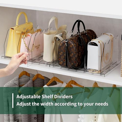 Adjustable Shelf Divider for Closet, Clear Purse O... (Clear | Acrylic)