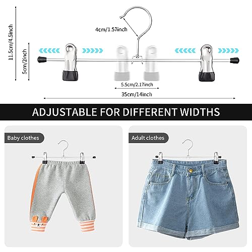 30 Pack Pants Hangers with Clips Skirt Hangers for Women Shorts Hangers Heavy Duty Metal Clothes Hanger for Closet Space Saving Non Slip Trousers Hanger Jeans Hanger for Men,Black,14 Inch