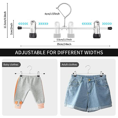 30 Pack Pants Hangers with Clips Skirt Hangers for Women Shorts Hangers Heavy Duty Metal Clothes Hanger for Closet Space Saving Non Slip Trousers Hanger Jeans Hanger for Men,Black,14 Inch