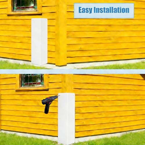 2 Pack White Stainless Steel Corner Guards, 3 3/8" x 3 3/8" x 11 3/4" | Metal Siding Corner Protector, 89° Angle, Outdoor Protection for Exterior Walls, Fences & Pavilions