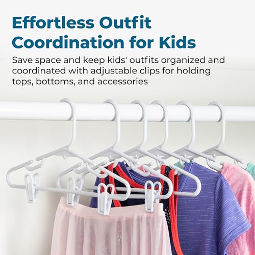Honey-Can-Do Kids Clothes Hanger, Baby Clothes Hangers with Clips, Removable Clips are Designed to Keep Bottoms and Tops Perfectly Paired, Making it Easier to Organize and Store Outfits, 18 Pack