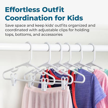 Honey-Can-Do Kids Clothes Hanger, Baby Clothes Hangers with Clips, Removable Clips are Designed to Keep Bottoms and Tops Perfectly Paired, Making it Easier to Organize and Store Outfits, 18 Pack