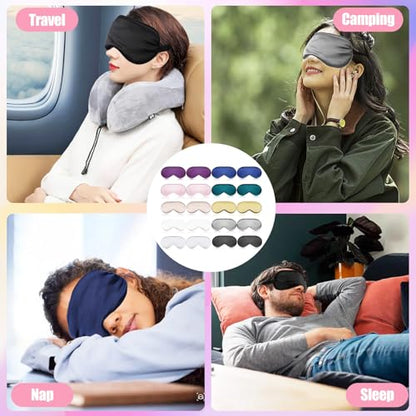 20 Pieces Silk Sleep Mask Silk Masks for Sleeping,MulticoloredDyrfo | Eye Mask with Adjustable Strap,Soft Sleeping Mask Eye Cover,Comfortable Blindfold Eyeshade for Women Men Sleeping Travel Nap