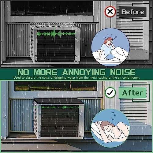 Window Air Conditioner Drip Cushion, Removable AC Rain Cover with Magnetic Pad for Window AC Units,Stops Cushion Moving Stops Dropping Noise Foam Cushion (Black)