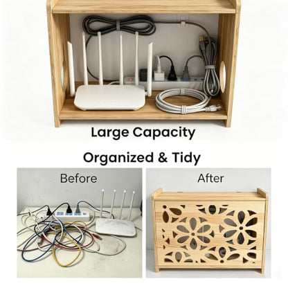 Wooden Projector shelf,Wifi router box hider,Power strips storage,Cable management,Routers Cover organizer for office home,Floating modem shelf for wall,Wall shelves,wall mount,Simple assembly