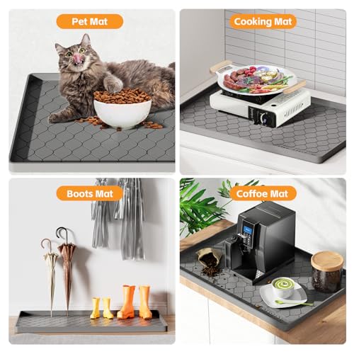 Winisok Waterproof Under Sink Mat 34" x 22", Silicone Mat, Dark Gray | Raised Edge Traps Spills & Leaks, Shelf Liner, Cabinet Protector, for Kitchen, Bathroom, Boots, Pets, Home Essentials