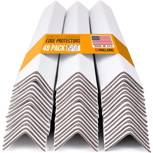 36" x 2" x 2" Reinforced Cardboard Edge Protectors, Pack of 48 | 0.12" Thick Medium-Duty Cardboard Corner Protectors for Shipping – American Quality V-Board Pallet Edge Protectors