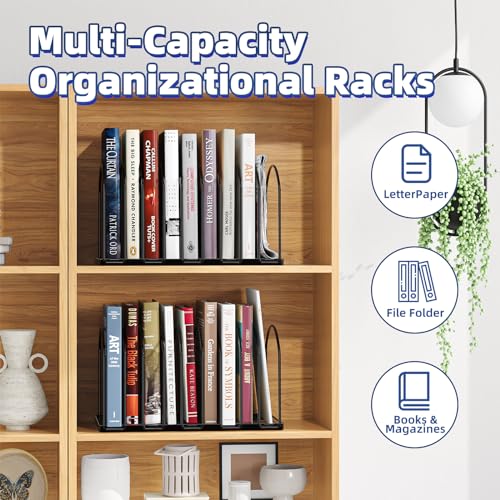 Simple Trending Desk File Sorter Organizer, 9 Section File Rack, Black | Metal Vertical File Folder Holder Stand, Paper Document Magazine Book Album Letter, Home Office, 13.25"D x 8.25"W x 7.5"H