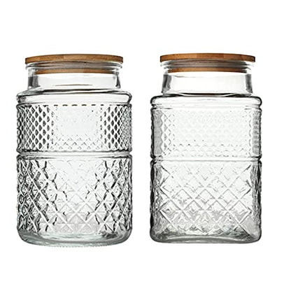 60 FL OZ/0.5 Gal Vintage Glass Storage Jar with Airtight Lid Set of 2