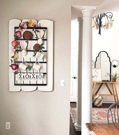 Wall Mounted Coffee Mug Rack - Large Rustic Black... (Black | Metal)