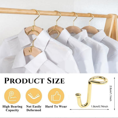 Clothes Hanger Connector Hooks, 36 Pack Gold Metal Cascading Extender Clips, Sturdy Mini Hanger Hooks for Velvet Hangers, Closet Space Saving Organizer