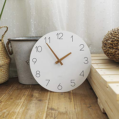 mooas Flatwood Wall Clock, 12" Analog Wall Clock, Silent Non-Ticking | Modern Wall Clocks Battery Operated for Office, Home, Bathroom, Kitchen, Bedroom, School, Living Room