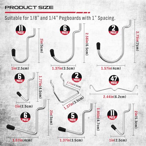 Ultimate 121-Piece Pegboard Hooks Set, Pegboard Accessories with Metal Hooks, Durable Peg Board Organizer Accessories, Pegboard Bins, Peg Board Tool Utility Hooks