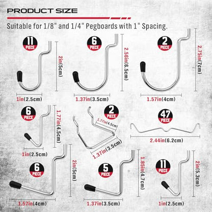 Ultimate 121-Piece Pegboard Hooks Set, Pegboard Accessories with Metal Hooks, Durable Peg Board Organizer Accessories, Pegboard Bins, Peg Board Tool Utility Hooks