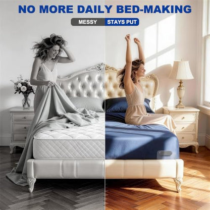 Bed Sheet Holders for Corners:Non-Stretch Fitted Sheet Grippers | Fitted Sheet Grippers for Deep Pockets- No-Lift for Dorm & RV Beds, Keep Sheets Tight on Memory Foam & Twin-King