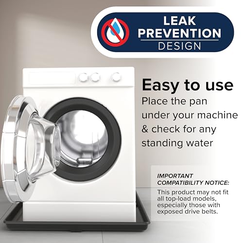 Camco Washing Machine Drain Pan - Features a Durable Plastic Construction, 1-inch/1.5-inch PVC Drain Fitting, and Measures 30-inches (L) x 32-inches (W) x 2 ½-inches (H) (OD) (20750)