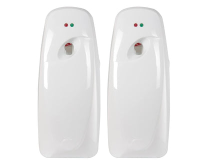Automatic Air Freshener Spray Dispenser (2-Pack) Wall Mounted or Free Standing, Commercial and Home Use, Multiple Time Scent/Mist Release Settings for Room/Restroom Sprayer (White)