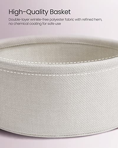VASAGLE LILEA Collection - Small Round Side End Table, Modern Nightstand with Fabric Basket, Jelly Pink and Cream White ULET223R61