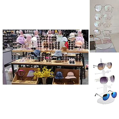 2 Pack Sunglasses Rack Eyeglasses Display Stand Holder Storage Organizer for 5 Glasses Acrylic Jewelry Eyewear Display for Selling Clear