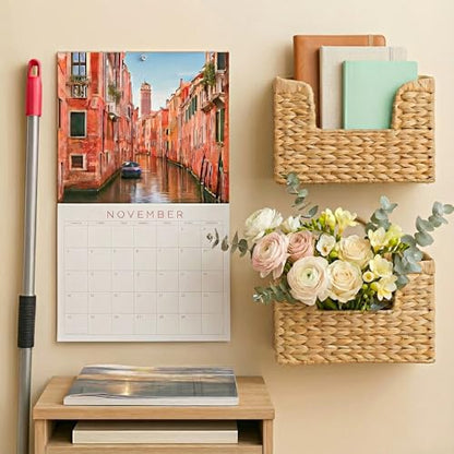 Magazine Holder Wall Basket Water Hyacinth Woven Mail Organizer, Wicker Wall Hanging Baskets for Magazines, Letters & Storage Decorative Mail Holder, Magazine Rack, Hanging Basket 11.8x4.3x7.9 Inch