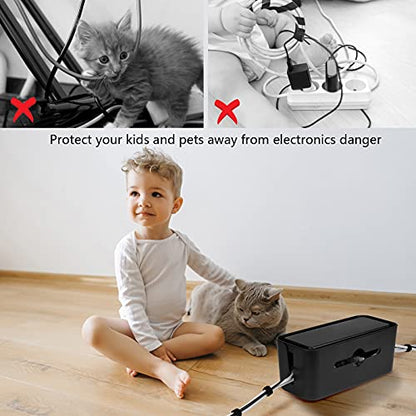 Cable Management Box,Cord Organizer for Home Office Cable Wire Hide,Black | Box for Desk Floor Cable Hide,Cable Box Organizer to Cover The Power Strip Cord Wires