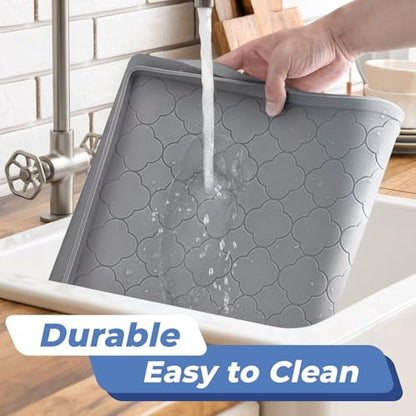Jin&Bao Under Sink Mat 34" x 22" Waterproof Silicone Cabinet Kitchen Liner | Silicone under kitchen sink mat,cabinet protector,bathroom shelf liner,raised edge,anti-slip,easy to clean & dishwasher safe