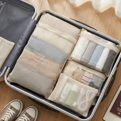 4-Piece 100% Cotton Mesh Laundry Bags, Premium Soft No-Dye Natural Delicate Bags with Sturdy Zippers, Breathable for Underwear, Socks, Clothes & Pants