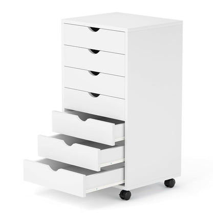 7 Drawer Chest, Storage Cabinet Dressers with Wheels, Dressers Storage Cabinets, Dresser Mobile Cabinet with Wheels, Room Organizer, Small Drawers Wood Organization Furniture for Office, Home, White