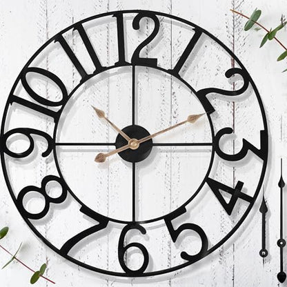 30 in Extra Large Outdoor Clock – Waterproof Outdoor Indoor Wall Clock for Patio/Pool Area – Farmhouse Decorative Outdoor Clocks Sient Battery Operated – Vintage Outside Clock for Garden, Backyard